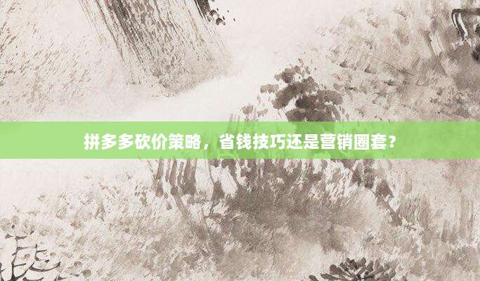 拼多多砍价策略，省钱技巧还是营销圈套？