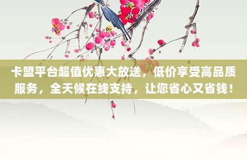 卡盟平台超值优惠大放送，低价享受高品质服务，全天候在线支持，让您省心又省钱！