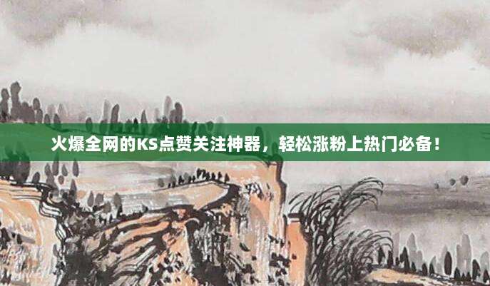 火爆全网的KS点赞关注神器，轻松涨粉上热门必备！