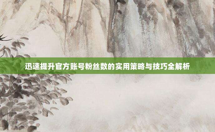 迅速提升官方账号粉丝数的实用策略与技巧全解析