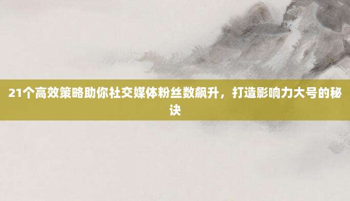 21个高效策略助你社交媒体粉丝数飙升,打造影响力大号的秘诀