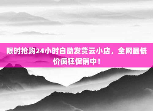 限时抢购24小时自动发货云小店,全网最低价疯狂促销中!