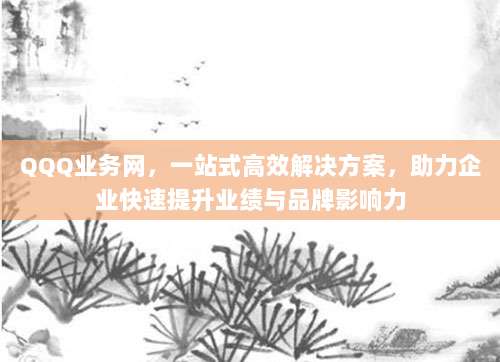 QQQ业务网,一站式高效解决方案,助力企业快速提升业绩与品牌影响力