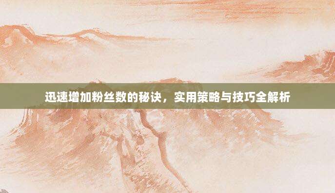 迅速增加粉丝数的秘诀，实用策略与技巧全解析