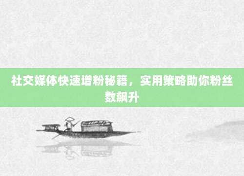 社交媒体快速增粉秘籍，实用策略助你粉丝数飙升
