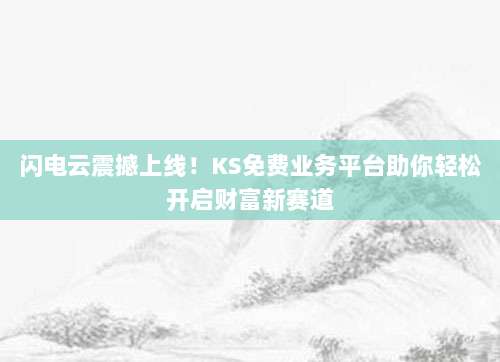 闪电云震撼上线!KS免费业务平台助你轻松开启财富新赛道