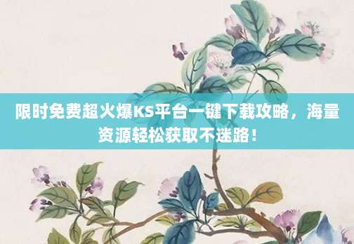 限时免费超火爆KS平台一键下载攻略,海量资源轻松获取不迷路!