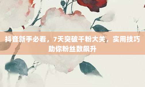 抖音新手必看,7天突破千粉大关,实用技巧助你粉丝数飙升