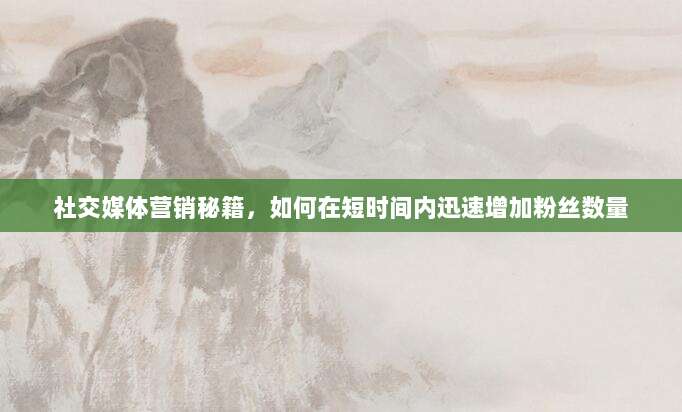 社交媒体营销秘籍,如何在短时间内迅速增加粉丝数量