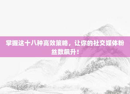 掌握这十八种高效策略，让你的社交媒体粉丝数飙升！