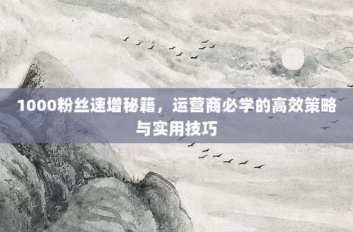 1000粉丝速增秘籍，运营商必学的高效策略与实用技巧