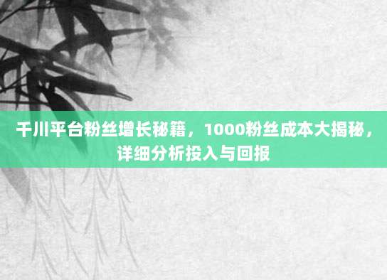千川平台粉丝增长秘籍，1000粉丝成本大揭秘，详细分析投入与回报