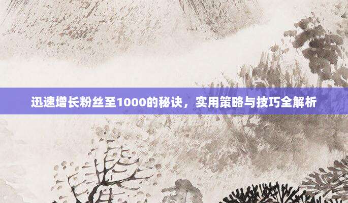 迅速增长粉丝至1000的秘诀，实用策略与技巧全解析