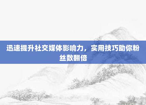迅速提升社交媒体影响力,实用技巧助你粉丝数翻倍