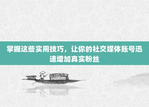 掌握这些实用技巧,让你的社交媒体账号迅速增加真实粉丝