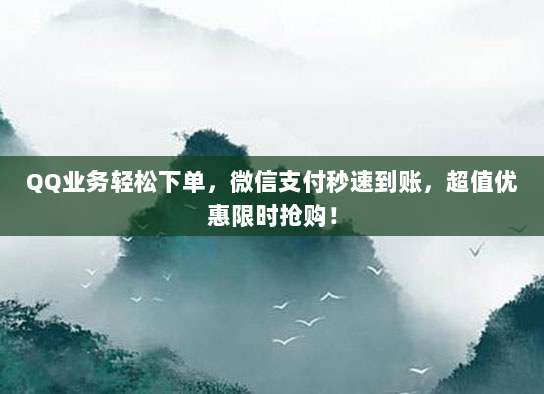 QQ业务轻松下单,微信支付秒速到账,超值优惠限时抢购!