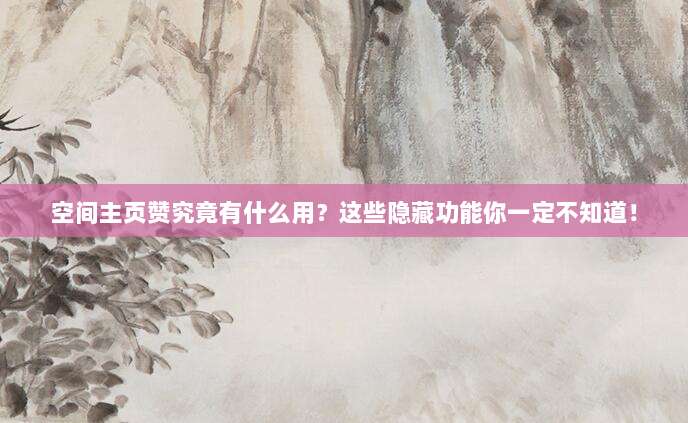 空间主页赞究竟有什么用?这些隐藏功能你一定不知道!