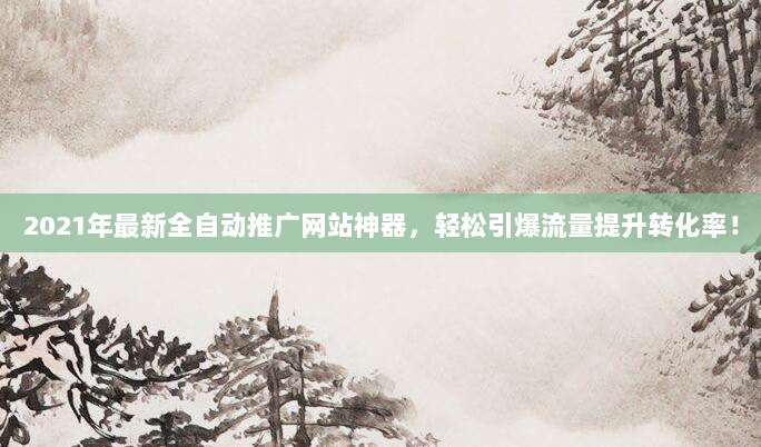 2021年最新全自动推广网站神器,轻松引爆流量提升转化率!