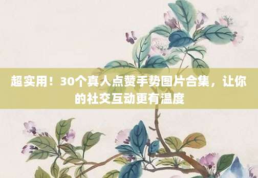 超实用!30个真人点赞手势图片合集,让你的社交互动更有温度
