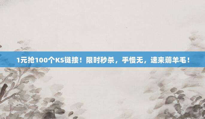 1元抢100个KS链接！限时秒杀，手慢无，速来薅羊毛！